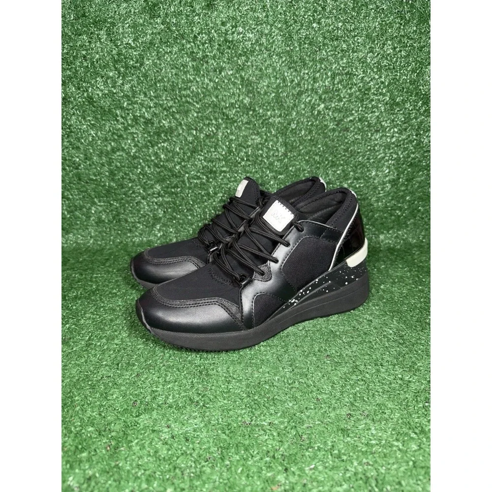 Michael Kors Shoes Womens Size 6 Liv Wedge Black Leather Comfort Sneakers